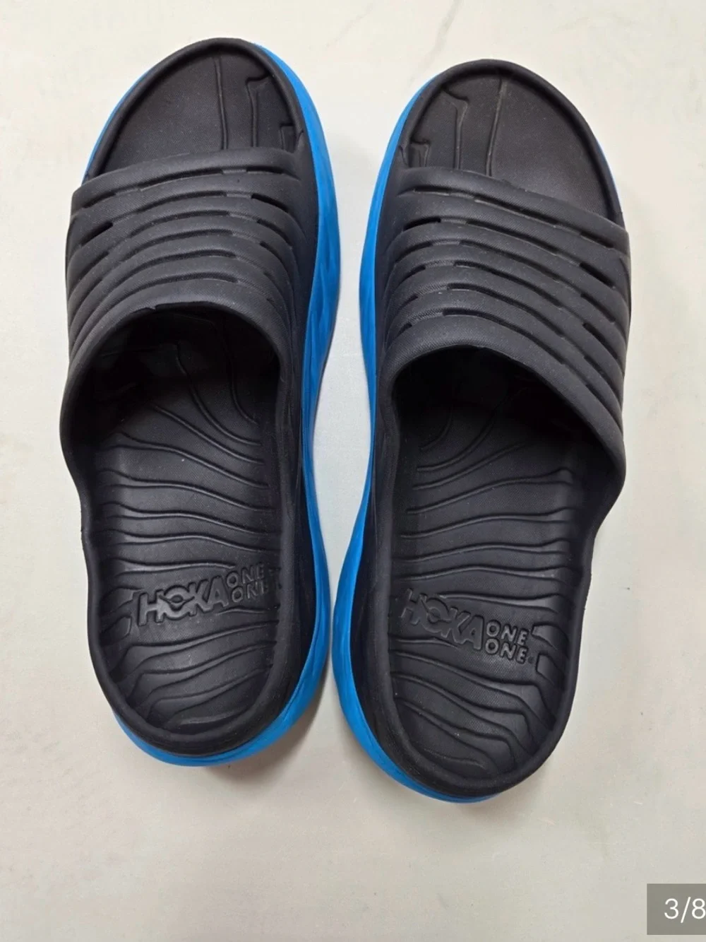 HOKA ONE Men’s One Ora Recovery Slide 2 Ebony/Dresden Blue Size 13